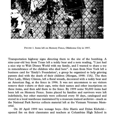 2002 Death, art, and memory in the public sphere The visual and material culture of grief in contemporary America